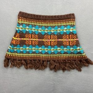 Vintage 90s Y2K Xdye Skirt Wool Mohair Blend Low rise Brown Short Mini Skirt